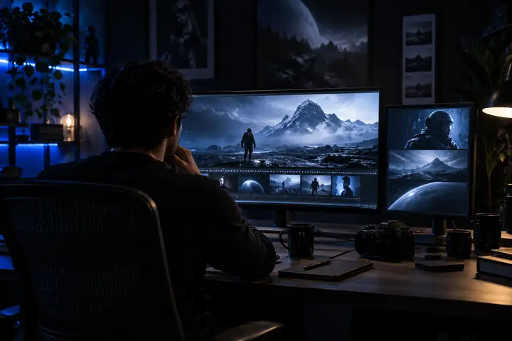 Developer working with video software