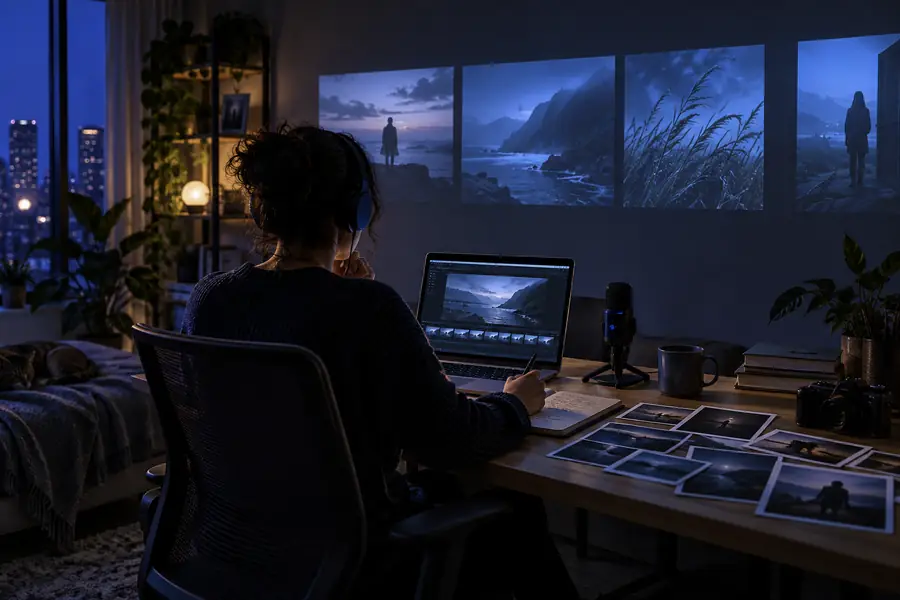 More specific video concept with stronger subject, camera, and lighting direction